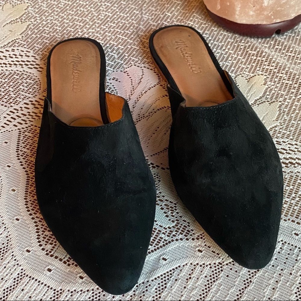 Madewell Remi Black Suede Leather Flats Mules Size 9